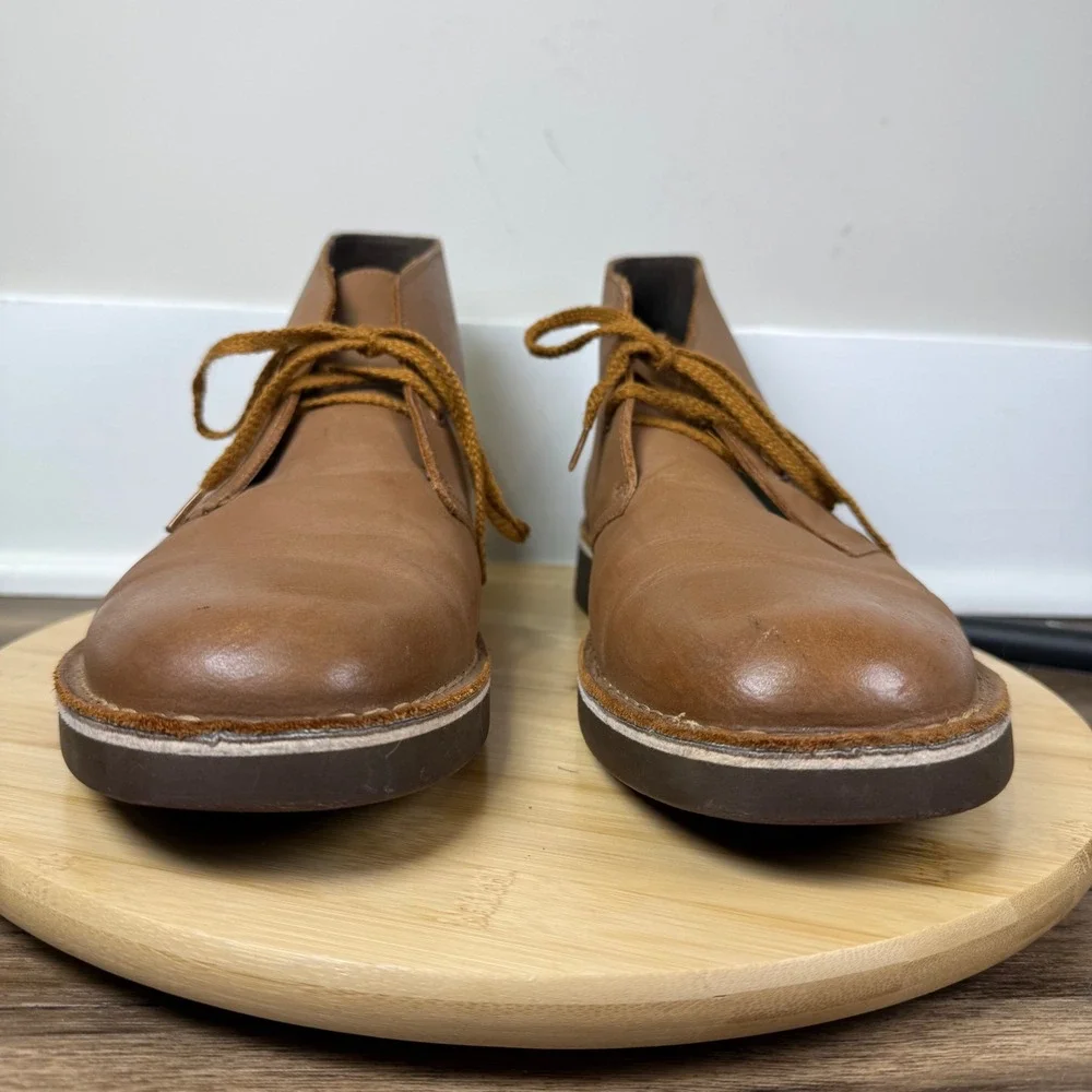 Clarks Desert Boots Mens 10 Tan Leather Good Chukka Lace Up 26112317 Brown